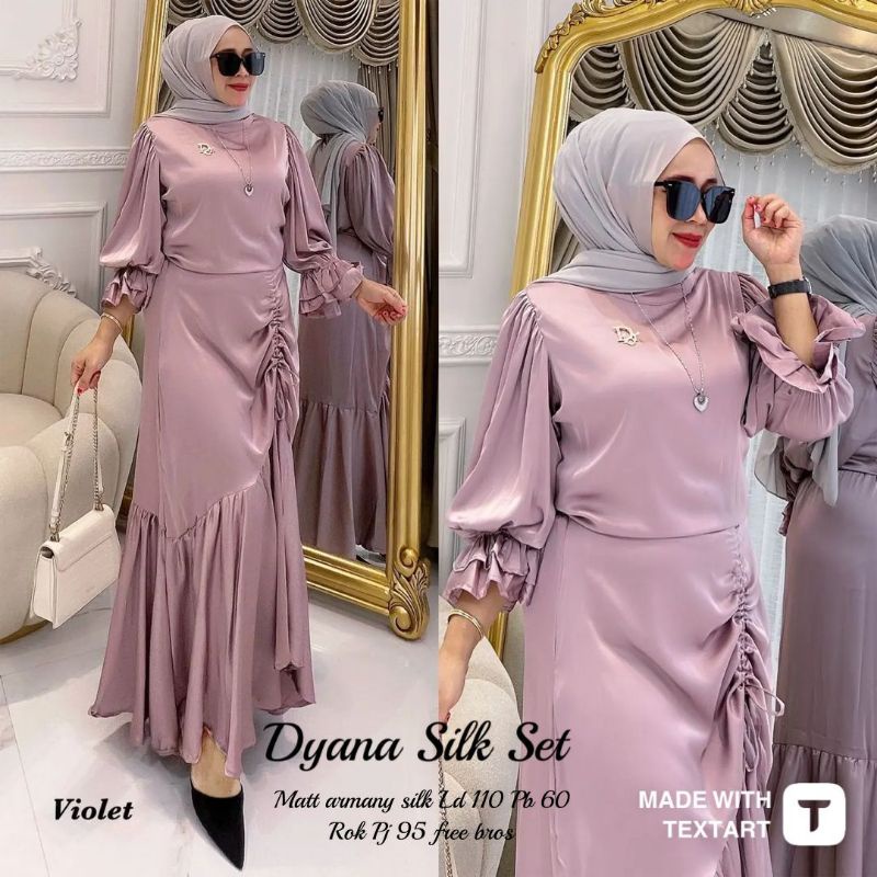 SB DYANA SILK SET / SET ROK ARMANI SILK LD110 XL XXL / PAKAIAN MUSLIM WANITA KEKINIAN / SETROK TERBA