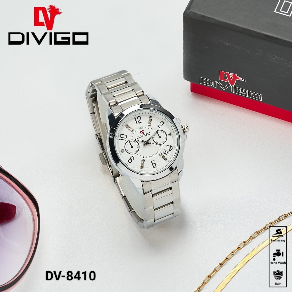 Jam tangan Wanita Divigo Dv-8410 Original Rantai Staintless Dijamin Tahan Air 3ATM