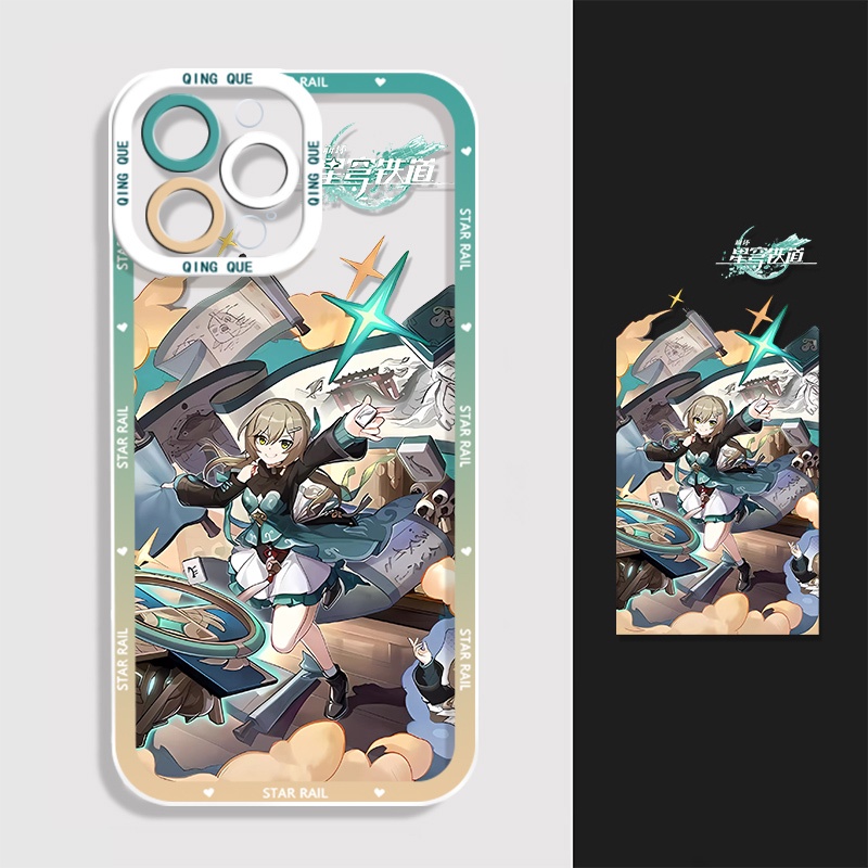 IPHONE Honkai Star Rail Himeko Phone Case Kompatibel Untuk Iphone14 11 13 12 Pro Max XS XR X8 7 6S Plus Casing Serigala Perak Mini Qingque Transparan TPU Silikon Shockproof Cover