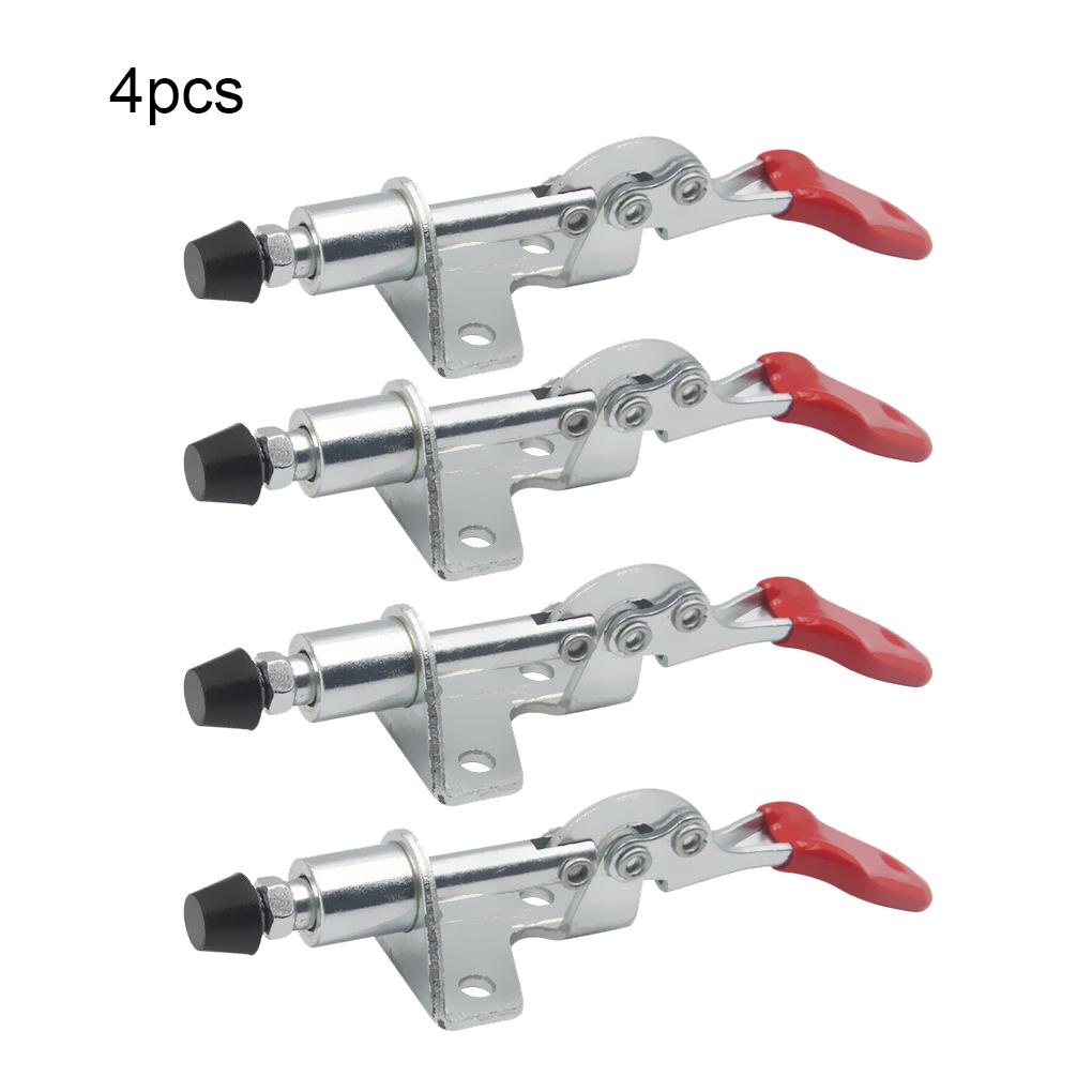 4x Klem Toggle Vertikal Set Tipe Push-pull Hand Tool Covered Handle Horizontal Clamp Untuk Perlengkapan Perkakas Klip