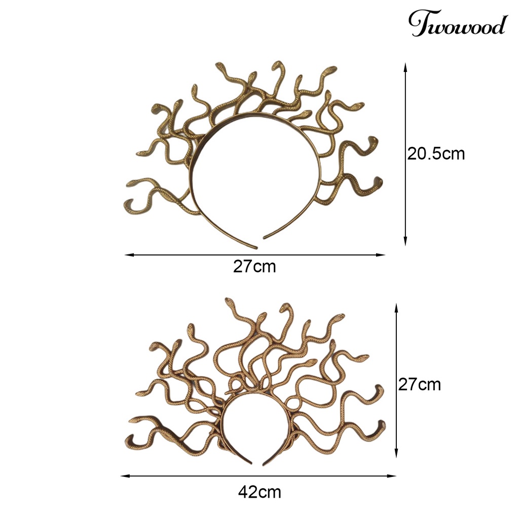 Twowood Lucu Hidup Elastis Film Bando Halloween Queen Cosplay Ular Rambut Hoop Festival Props