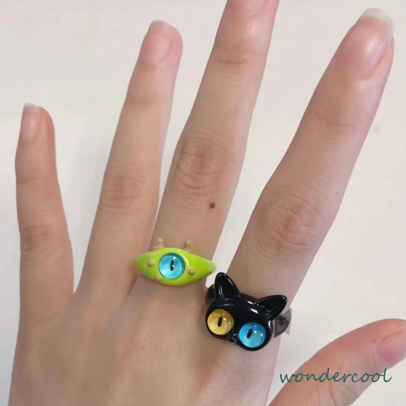 Cincin Korea Desain Kartun Kecil Rakasa Warna  Untuk Pria Dan Wanita-Won