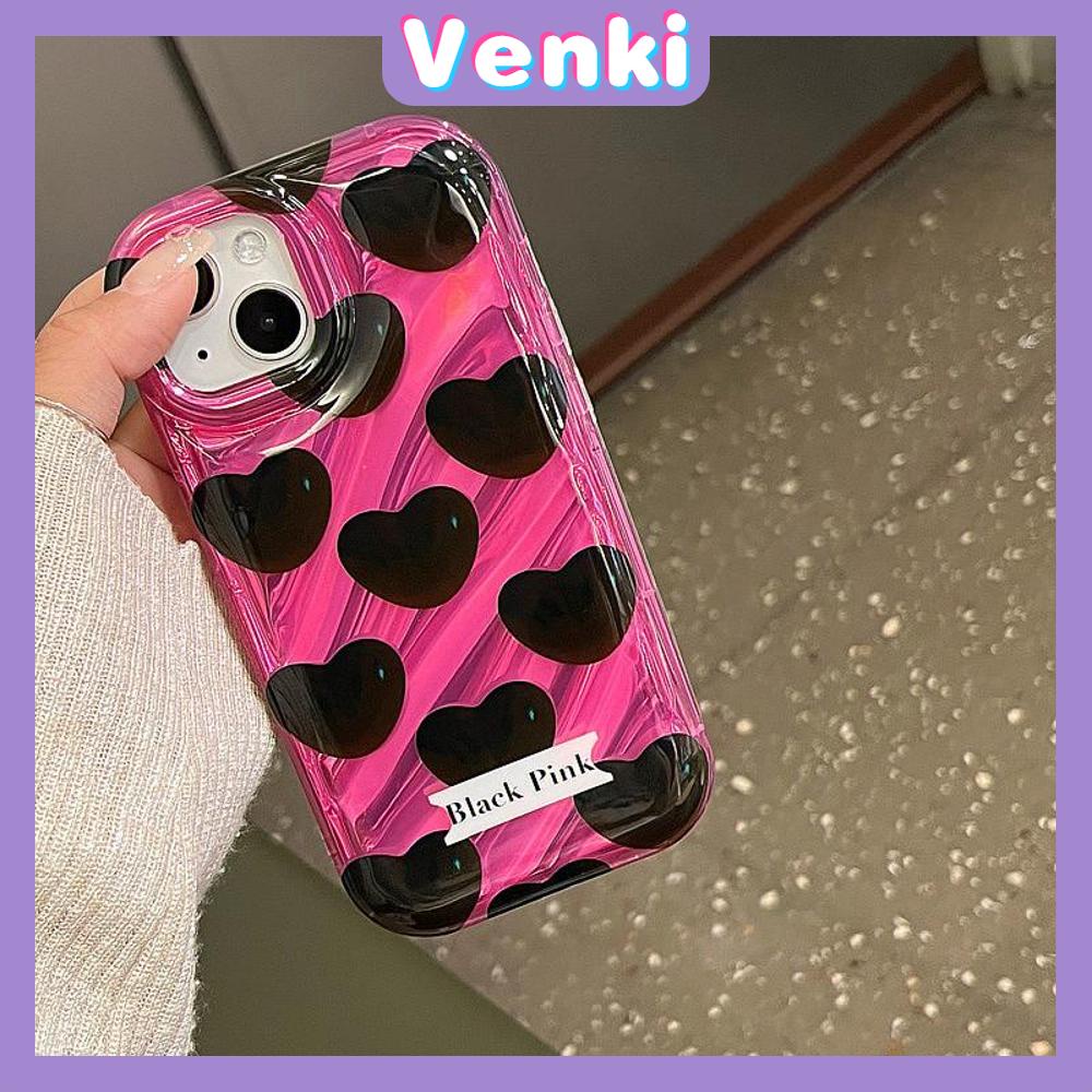 VENKI - Untuk iPhone 11 iPhone Case Laser Reflektif Bening Phone Case TPU Soft Shockproof Airbag Case Hitam Hati Kompatibel dengan iPhone 14 13 Pro Max 12 Pro Max XR 7 8PLus