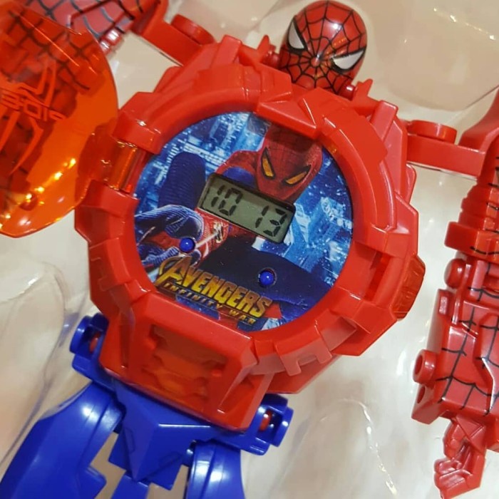 JAM TANGAN ANAK DIGITAL BENTUK ROBOT KARAKTER SPIDERMAN