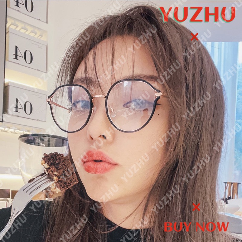 (YUZHU) Kacamata TR Mata Kucing Mode Baru Korea Bingkai Putaran Fashion Anti Cahaya Biru Eyeglasses Unisex