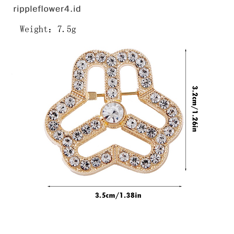{rippleflower4.id} Federation Wanita Emblem Bros Zirkon Pakaian Pin Brooche Aksesoris Perhiasan Halus Berlian Imitasi Bertatahkan Berlian Bros Logo Aksesoris~