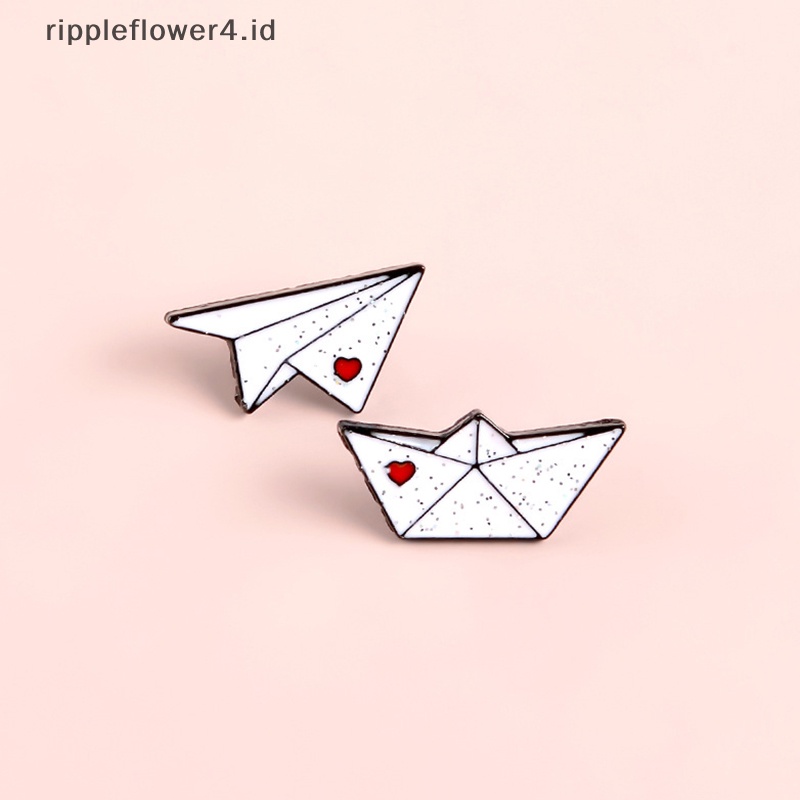 {rippleflower4.id} Pesawat Kertas Perahu Enamel Pin Cinta Bros Kerah Pin Baju Tas Pesawat Feri Lencana Mini Perhiasan Hadiah~