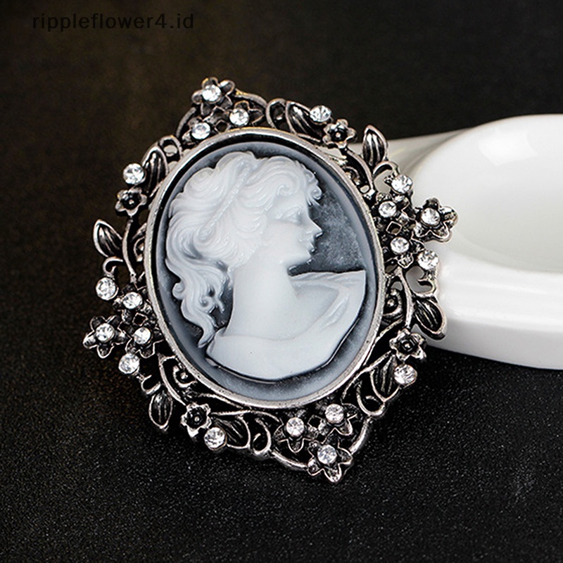 {rippleflower4.id} New Vintage Cameo Victorian Style Kristal Pesta Pernikahan Wanita Liontin Bros Pin~