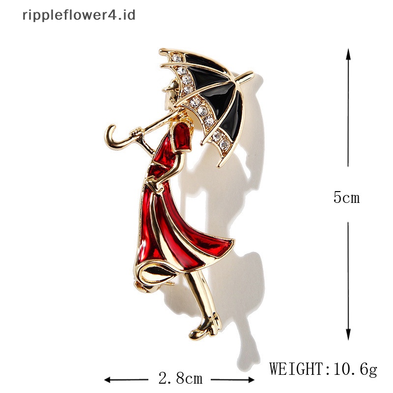 {rippleflower4.id} Bros Lady Retro Elegan Akrilik Untuk Wanita Desainer Mengambil Payung Beauty Figure Brooch Pin Hadiah~