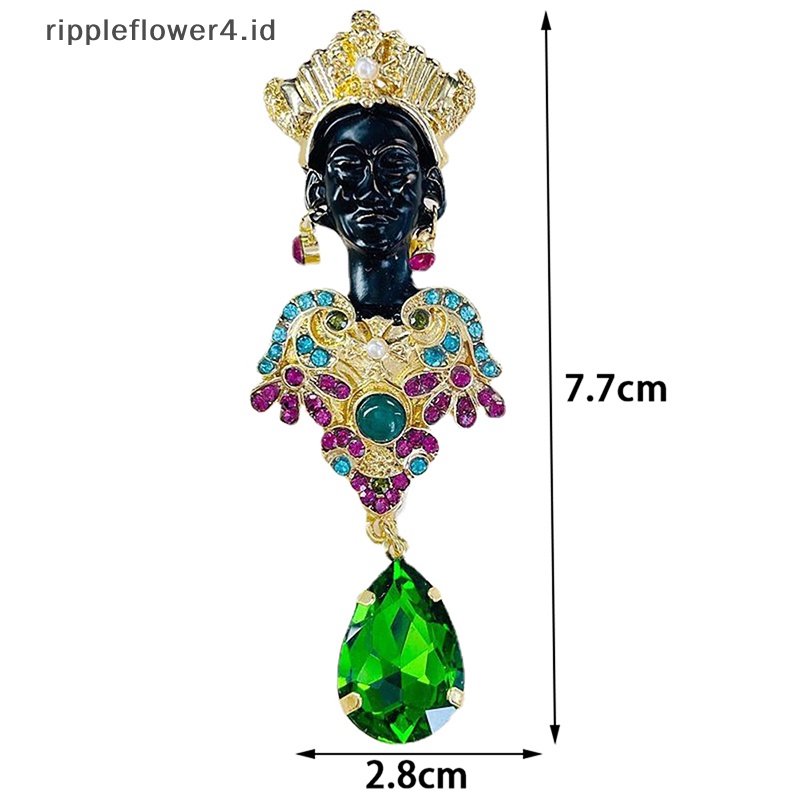 {rippleflower4.id} Fashion Hijau Tetesan Air Berlian Imitasi Rumbai Korsase Afrika Wanita Bros Berlian Imitasi Cantik Lady Pesta Kantor Bros Pin Hadiah~