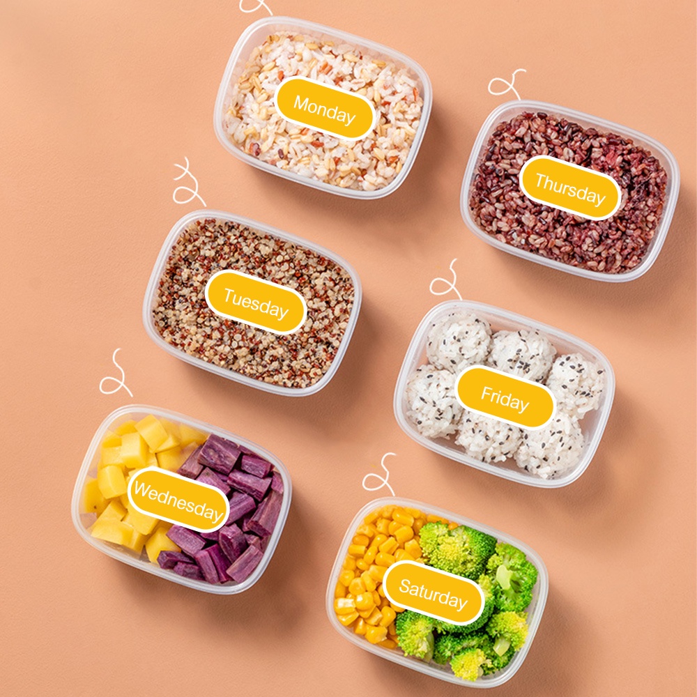 Kemasan Beras Food Grade/Kartun Lucu Kulkas Portabel Mini Makanan Fresh-keeping Box/Quantify Lunch Box/Frozen Heated Microwave Oven Wadah Bento Sayur Buah