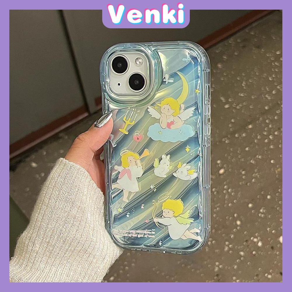 VENKI - Untuk iPhone 11 iPhone Case Laser Reflektif Bening Phone Case TPU Lembut Shockproof Airbag Phone Case Cantik Cupid Lucu Kompatibel dengan iPhone 14 13 Pro max 12 Pro Max XR XR 7