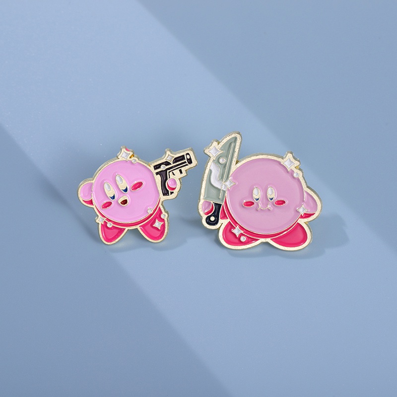 Bintang Kirby Bros Alloy Jepang Lapel Pin Lucu Anime Pasangan Lencana Kartun Tas Aksesoris