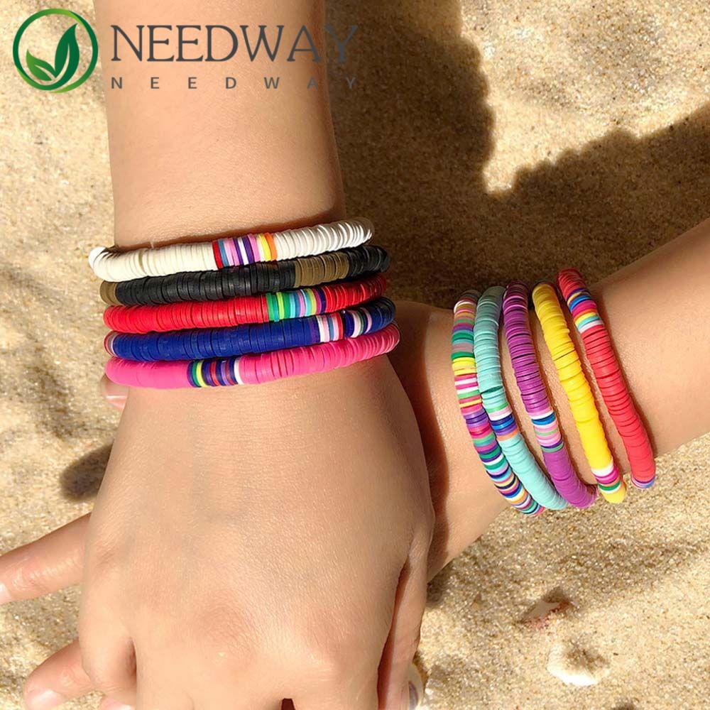 Needway   Bohemian Clay Gelang Klasik Elastis Musim Panas Hadiah Wanita Pantai Bangles