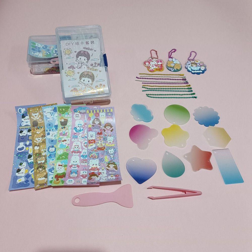 NEEDWAY Needway Goo Card Set Liontin Alat Tulis Gadis Mainan Jurnal Tools Set Tangan Akun Alat Pinset Guka Sticker Set