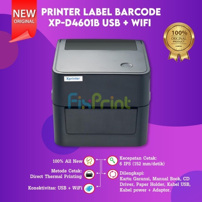 Printer Barcode XPrinter XP460 / D4601B USB Thermal Label Resi Alamat