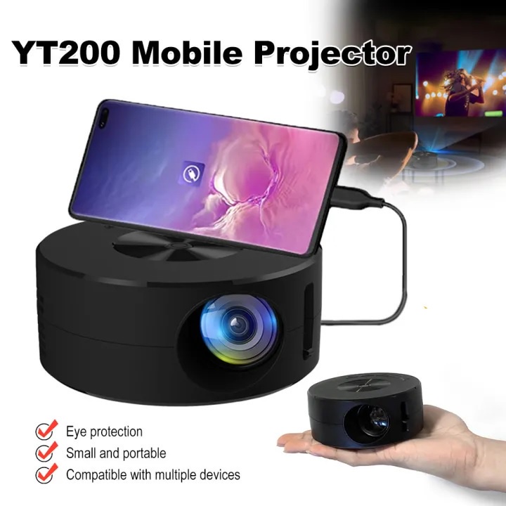 YT200 Proyektor Super Mini Portable Projector 15 ANSI 1080P Support