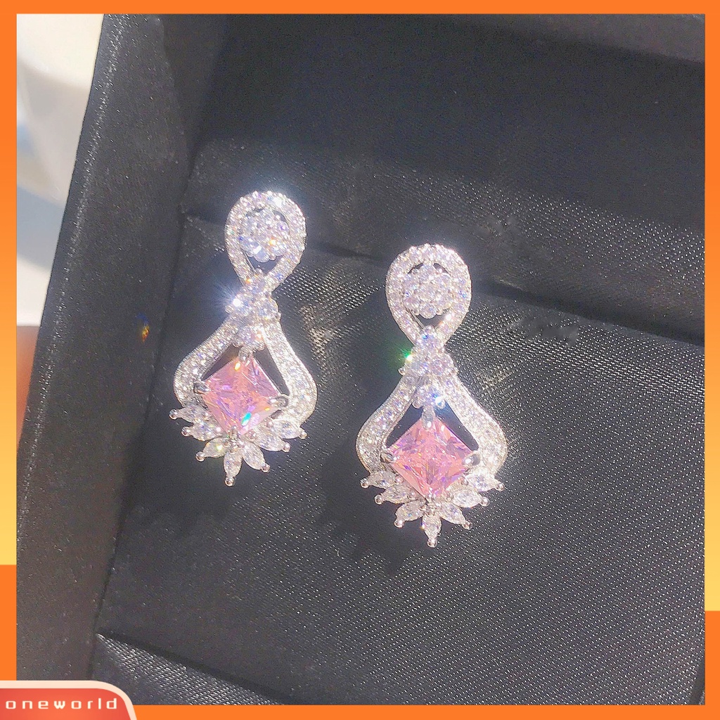 [WOD] 1pasang Anting Lady Hias Berlian Imitasi Berkilau Bentuk Geometris Anting Lady Drop Simetris Untuk Hadiah