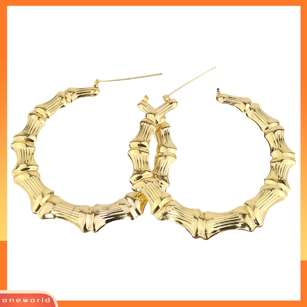 [WOD] Fashion Wanita Berongga Besar Hati/Segi/Circle/Star Timbul Bambu Anting Pejantan