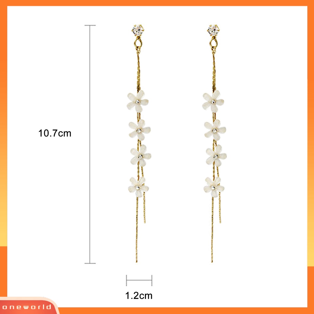 [WOD] 1pasang Berlian Imitasi Bersinar Dekorasi Piercing Lady Earrings Fashion Rantai Asimetris Rumbai Bunga Stud Earrings Perhiasan Aksesoris