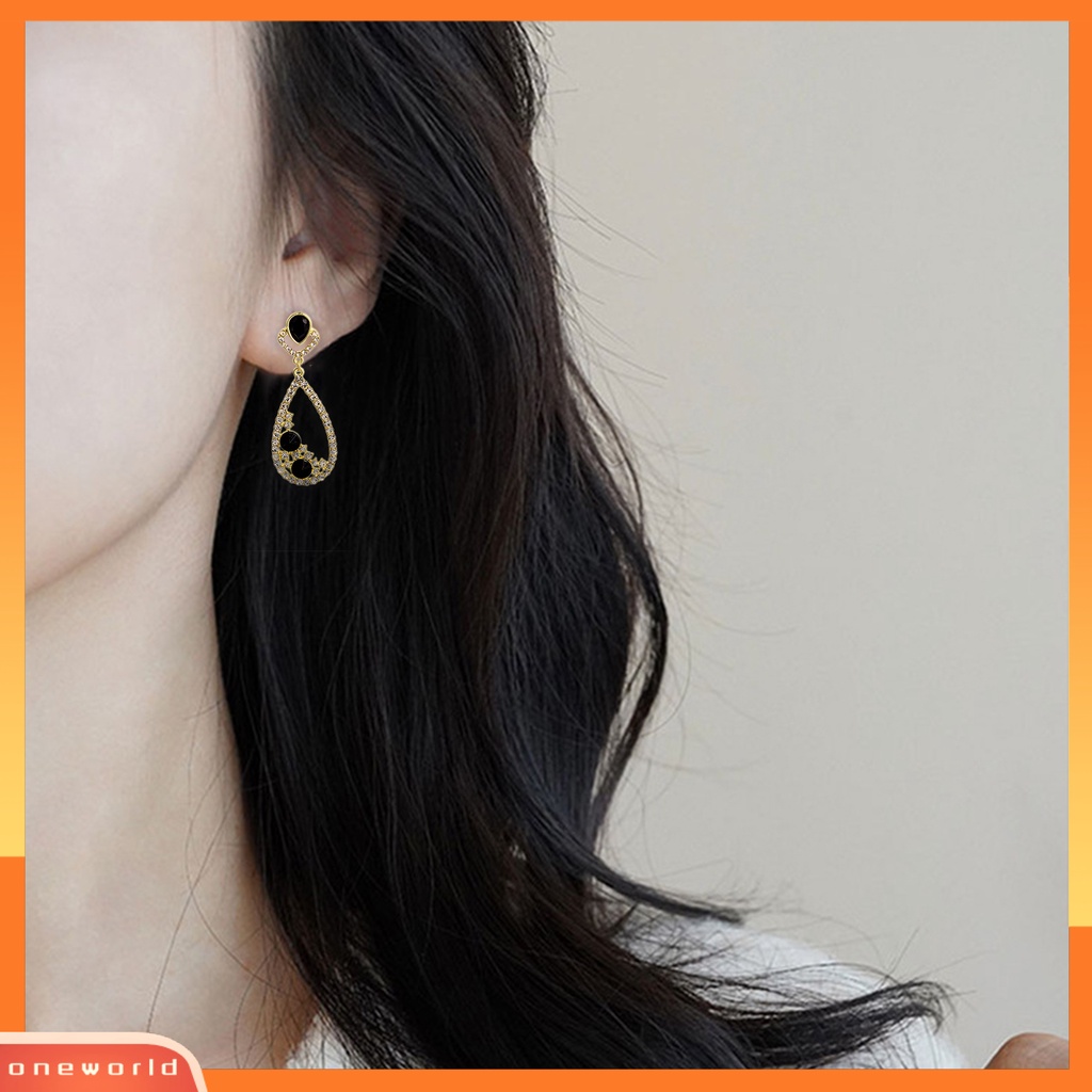 [WOD] 1pasang Anting Menjuntai Berongga Keluar Berlian Imitasi Perhiasan Bersinar Permata Imitasi Drop Earrings Untuk Pernikahan