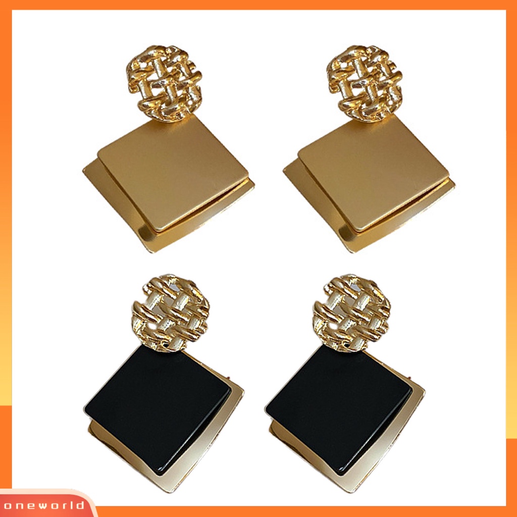 [WOD] 1pasang Anting Wanita Perhiasan Geometris Electroplating Bright Luster Stud Earrings Untuk Pakaian Sehari-Hari