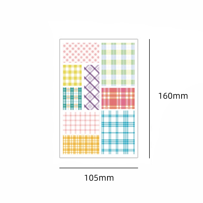 4lembar Lucu Kotak-Kotak Garis Seri Washi Stiker Mahasiswa Scrapbook Deco DIY Bahan Stiker