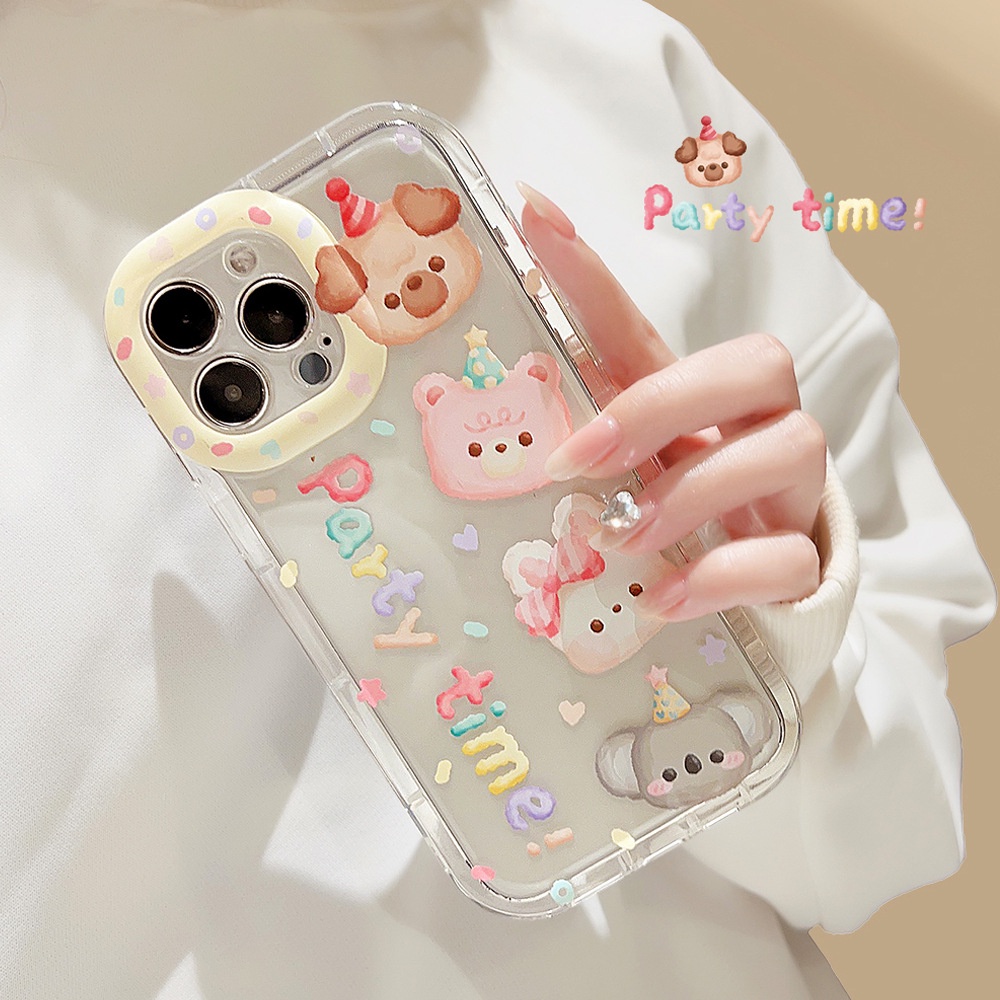 IPHONE Kartun Teman Hewan Lucu Pesta Waktu Shockproof Transparan Lembut Phone Case TPU Covers Untuk Iphone11 12 13 14 PLUS PRO MAX