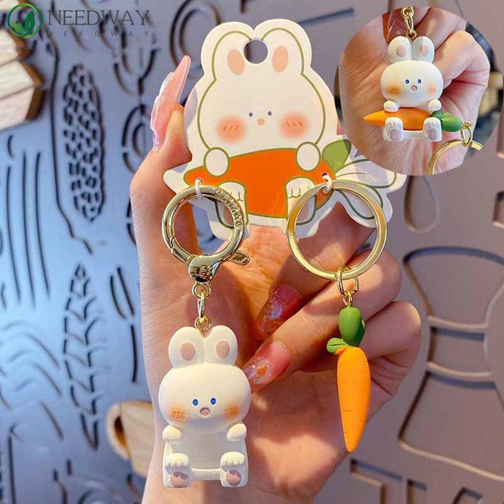 Needway Kelinci Gantungan Kunci Kreatif Perempuan Anak Mainan Hadiah Kartun Ransel Liontin2023Tahun Kelinci Rabbit Year Gift New Year Car Keyring