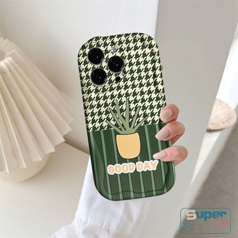 Pola Kisi Soft Tpu 3D Wavy Curved Edge Case Untuk Realme C31 C33 C12 C55 C35 C15 C25 7i 5 9i 5i 6i 5s C21Y C25Y C20 C25s C17 C11 C30 C21 C20A C3 Tanaman Segar Kaktus Pot Case