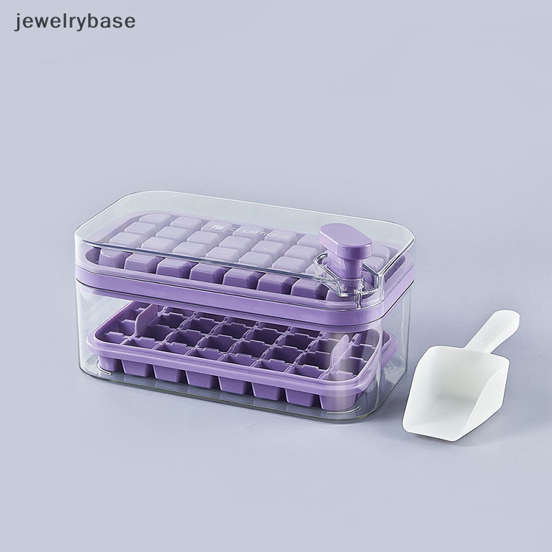 [jewelrybase] Press Type Ice Cube Tray Plastics Cetakan Es Beku32/64 Cetakan Cubes Tray Dengan Tutup Butik