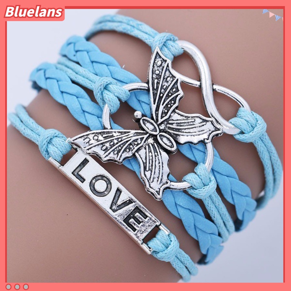 [BLS] Vintage Handmade Wanita Rajutan Multi Layer Kupu-Kupu Gelang Perhiasan Rantai