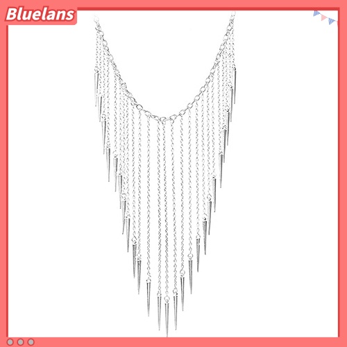 [BLS] Fashion Wanita Paku Keling Panjang Rumbai Liontin Kalung Punk Kerah Perhiasan Hadiah