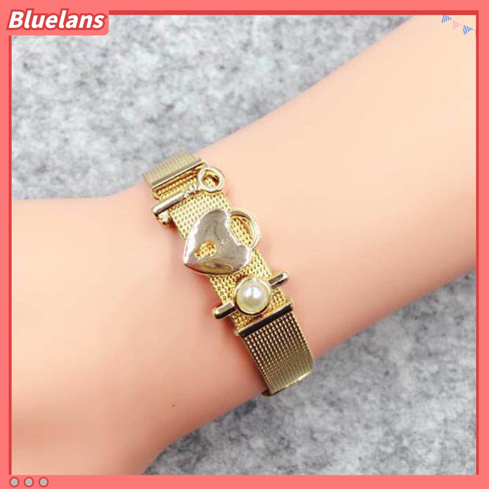 [BLS] Lady Mesh Stainless Steel Kunci Hati Gembok Pesona Gaun Gelang Hadiah Valentine