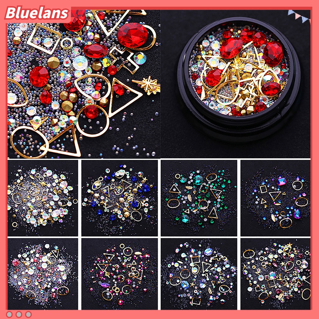 [BLM] Diy Berongga Glitter Rhinestones Nail Art Sequin Patch Campuran Manicure Dekorasi