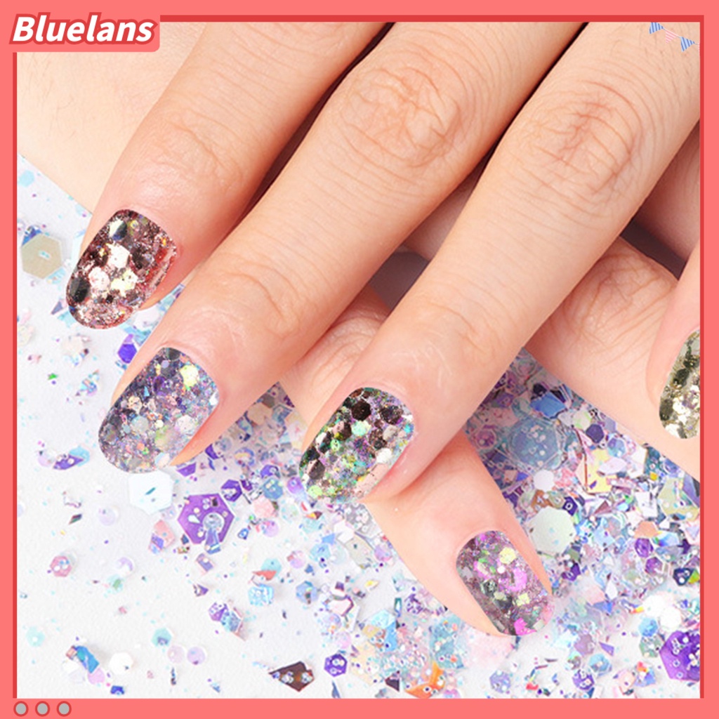 [BLM] Glitter Kuku Bentuk Tidak Teratur Hologram Fashion Laser Sequin Bubuk Untuk Pesta