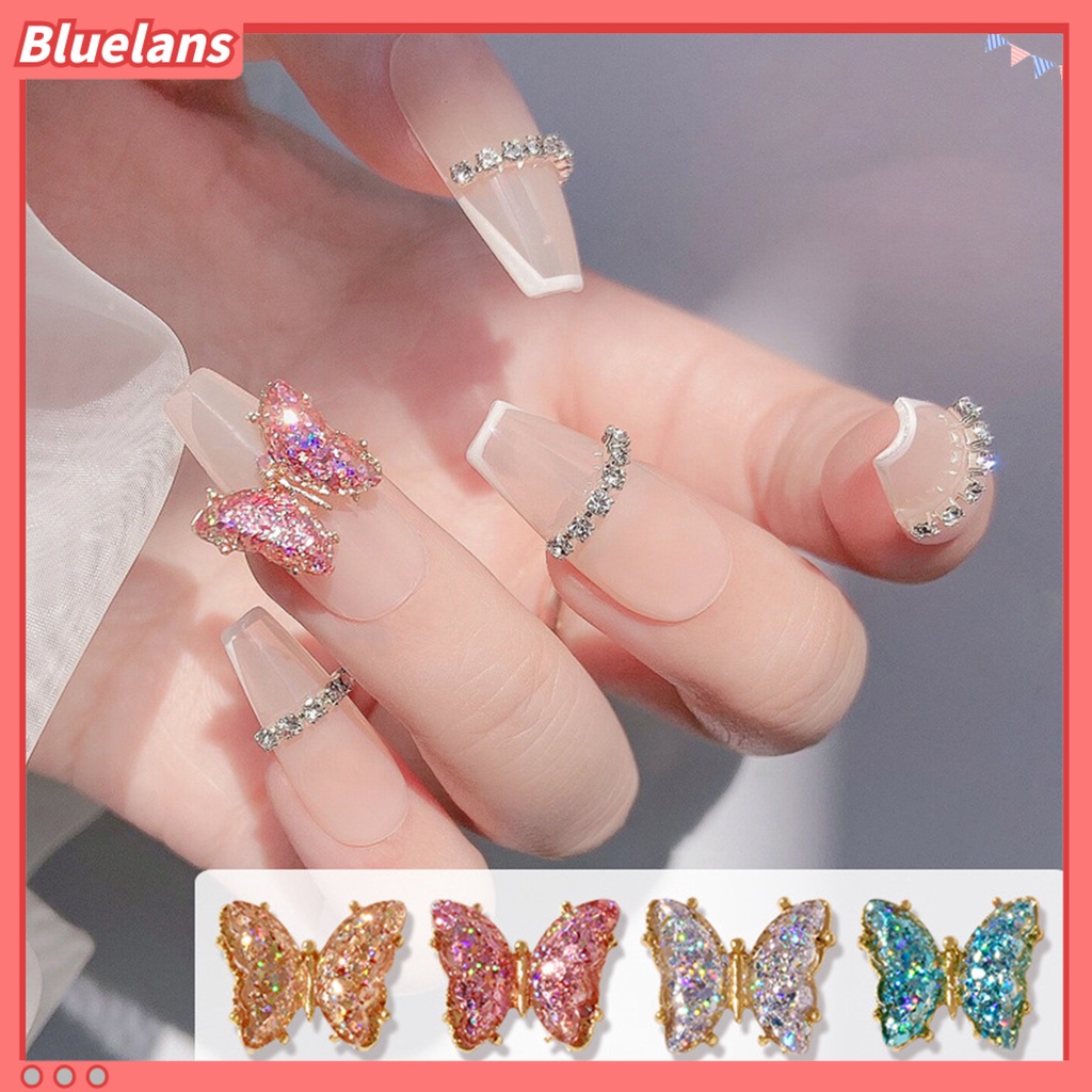 [BLM] Manicure Decoration Kuat Mewah Alloy Butterfly 3D Berlian Imitasi Hiasan Nail Art Untuk Wanita