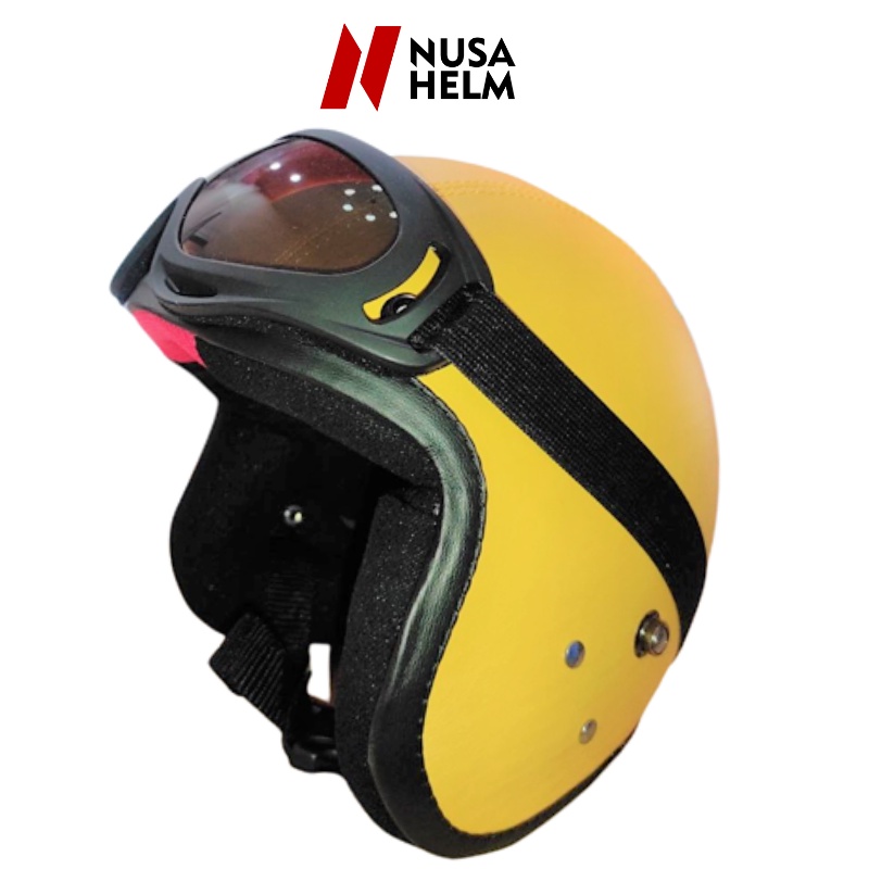 Helm Bogo Anak 2 3 4 5 6 Tahun Retro Polos Kacamata Pororo Kuning Nusakids