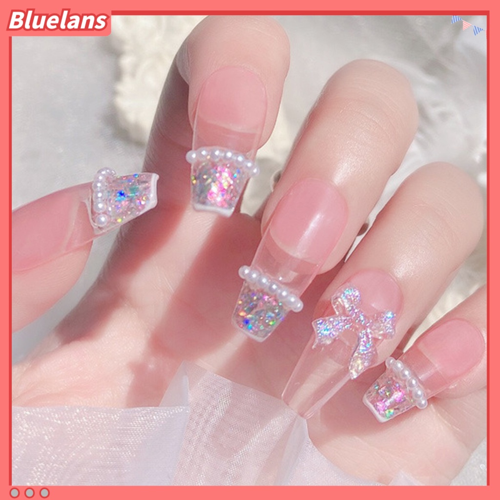 [BLM] 50pcs/pack Dekorasi Nail Art Cinta Hati Busur-Simpul Beruang Indah Manicure Aksesoris Berwarna Transparan Kuku Resin Charms Perlengkapan Kuku