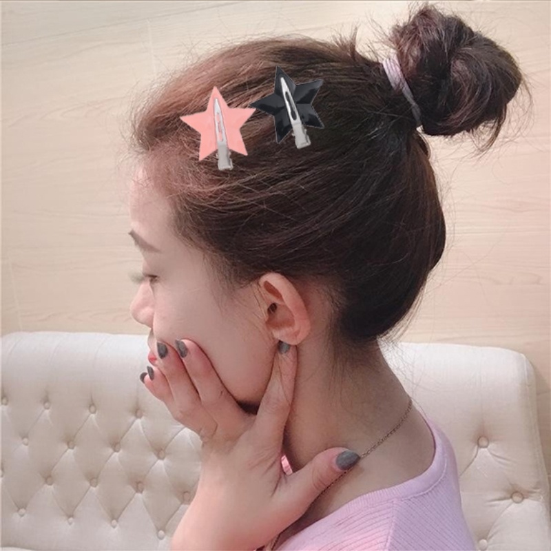 Y2k Bintang Sweet Bangs Hairpin/ Jepit BB Pentagram Akrilik Sederhana Tanpa Jejak/ Warna Permen Hiasan Kepala Logam Klip Rambut Aksesoris