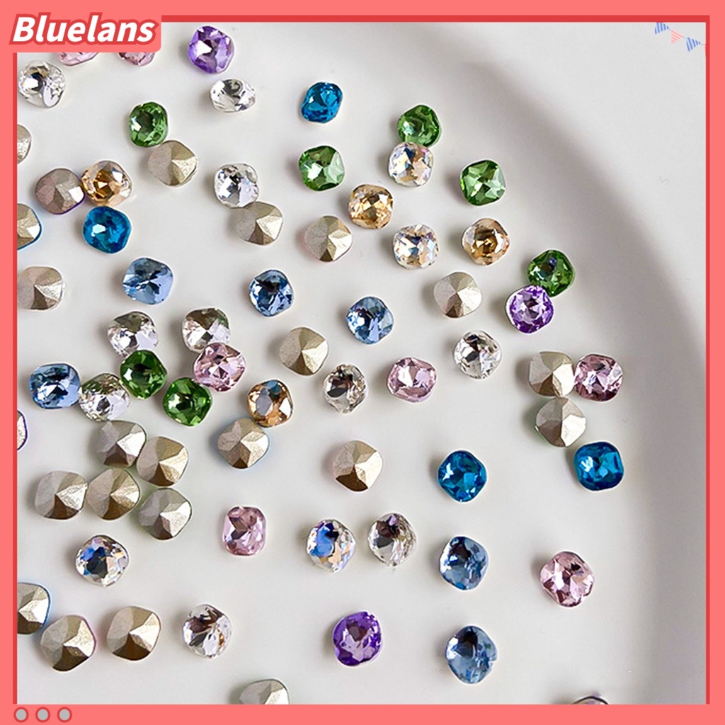 [BLM] 10pcs Nail Art Decor Shining Stunning Efek Visual DIY Sparkling Manicure Faux Crystal Pointed Base Nail Berlian Imitasi Salon Kuku Supply