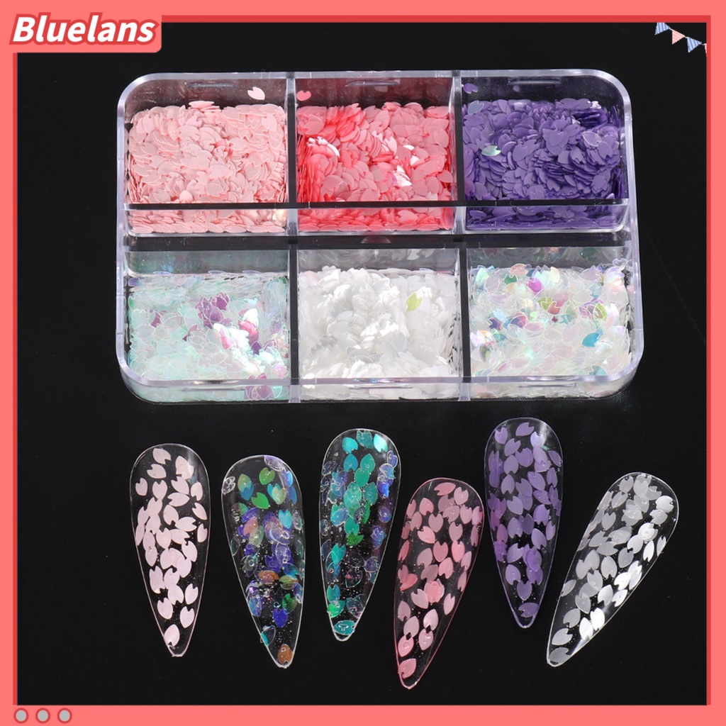 [BLM] 1kotak Nail Art Payet Bersinar Mudah Tempel Indah Permukaan Halus Tipis DIY Nail Art Tangan Kecantikan Bunga Sakura Kelopak Nail Art Ornamen Manicures Stuff