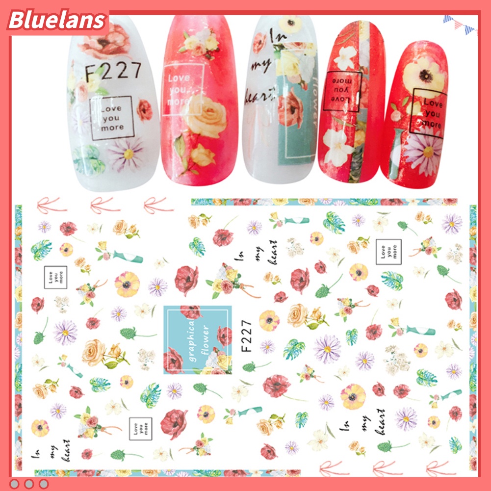 [BLM] 1lembar Desain Bunga Daun Nail Art Stiker Decals Tips DIY Manicure Decor