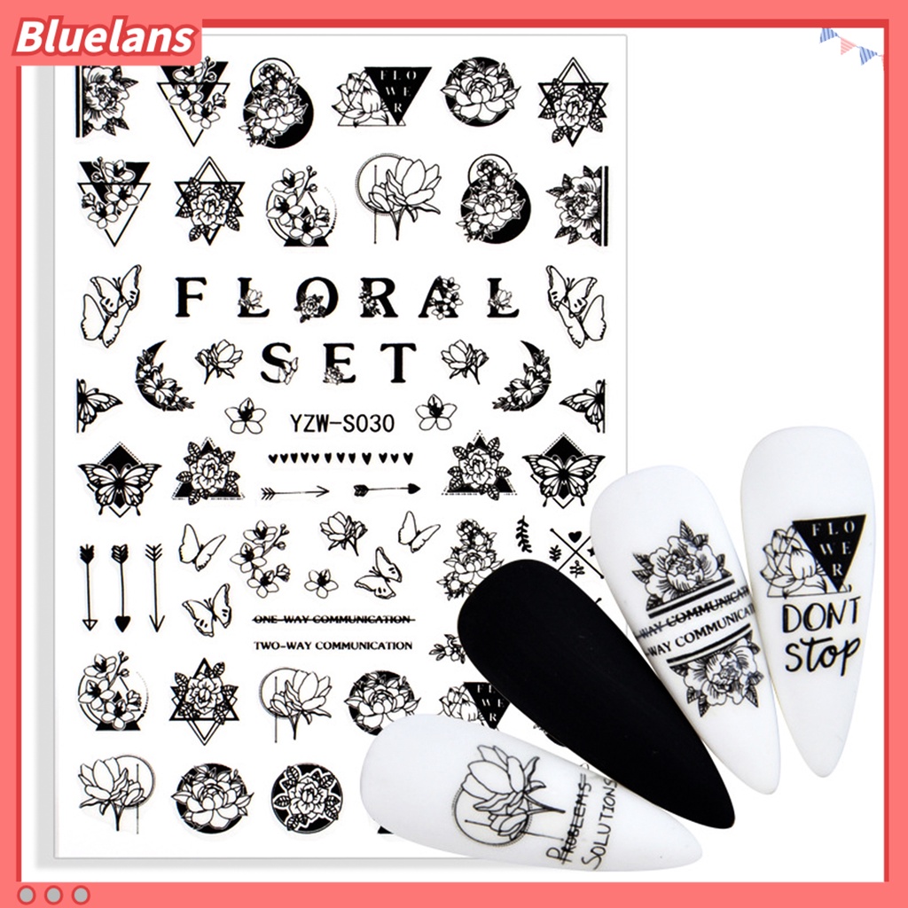 [BLM] Seni Stiker Kuku Wajah Abstrak Desain Geometri Air Sliders Kertas Dekorasi Manicure Tools Untuk Nail Decals