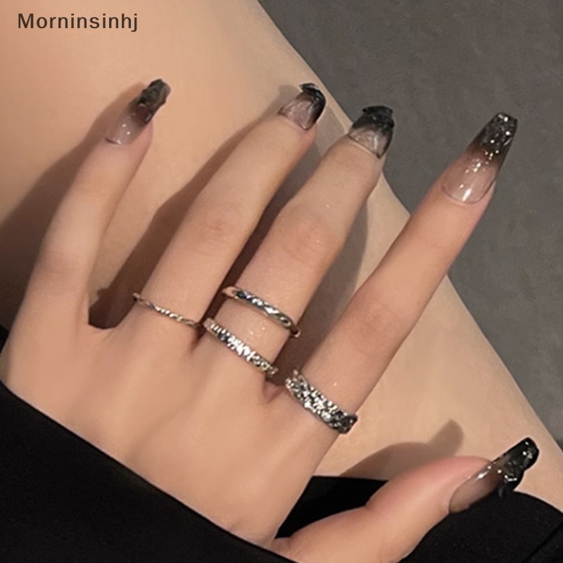 Mornin 3PCS Fashion Vintage Punk Adjustable Finger Rings Retro Warna Silver Opening Knuckle Unisex Trendy Cincin Untuk Wanita Perhiasan Hadiah id