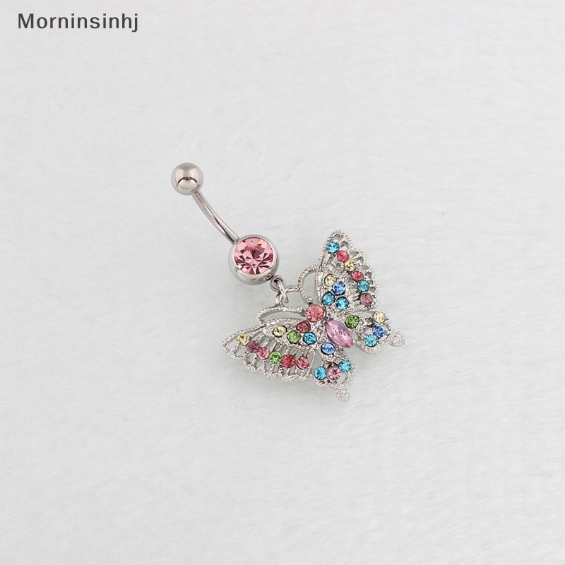 Mornin Colorful Butterfly Belly Navel Ring Stud Belly Button Rings Alloy Liontin Belly Bar Untuk Wanita Sexy Pusar Tubuh Perhiasan id