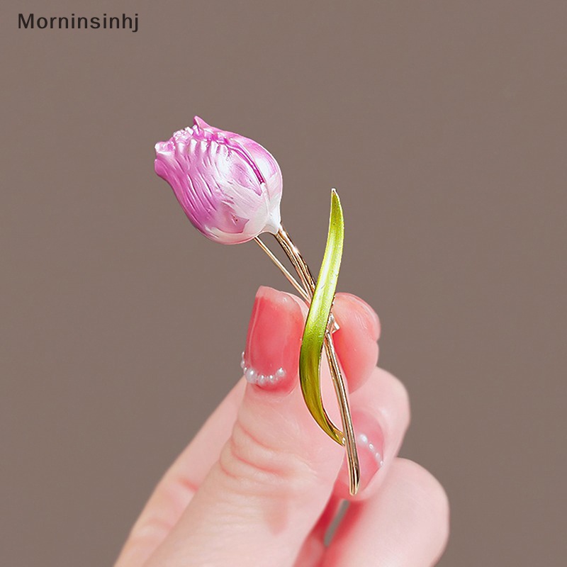 Mornin Charm Enamel Bros Bunga Tulip Untuk Wanita Temperamen Elegan Pernikahan Kantor id