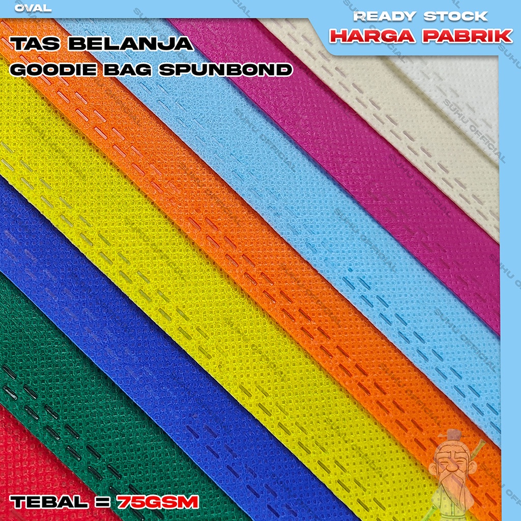 ❤️SUHU❤️ Goodie Bag Tas Belanja Spunbond Model Oval Dcut Ukuran 20x26 Kantong Kain Souvenir