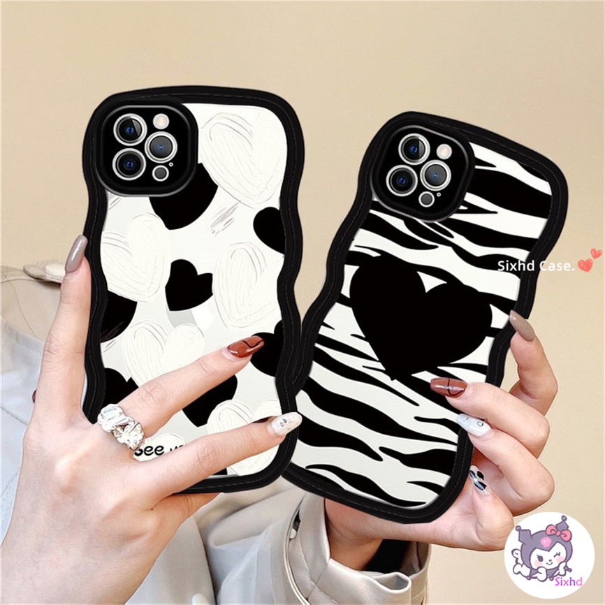 IPHONE Kompatibel Untuk Iphone14 13 12 11 Pro Max SE2020 X XR Xs Max7 8 6 6s Plus Wave Edge Fashion Love Motif Zebra Soft Phone Case Shockproof Case Clear Cover