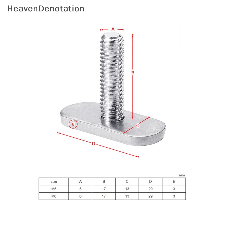 [HeavenDenotation] Drat Rel Kayak/Track M5/M6 Sekrup Mur Baut Slot T Replacement Gear Bolt HDV